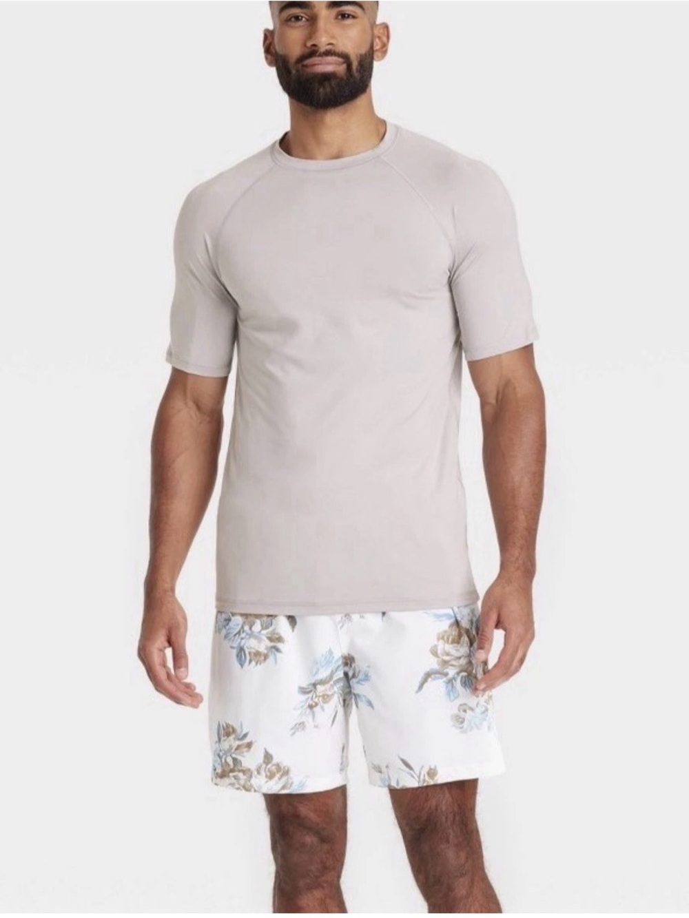 Goodfellow Shirt Mens medium  Light Gray UPF 50+ Quick Dry Swim Tee Rash Guard
